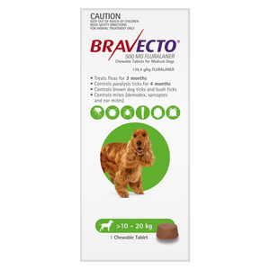Bravecto Medium Dog 10-20Kg Green 1Pk