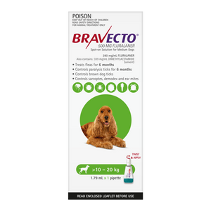 Bravecto Dog Spot On 10-20Kg Green 1Pk