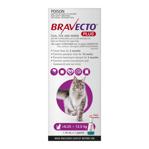 Bravecto Plus Cat Spot On 6.25-12.5kg Purple 1pk
