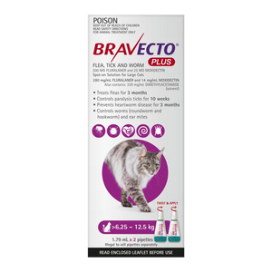 Bravecto PLUS Spot-On for Cats 6.25-12.5kg Purple 2pk