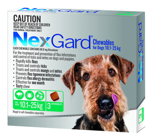Nexgard Large 10.1-25Kg Green 3Pack