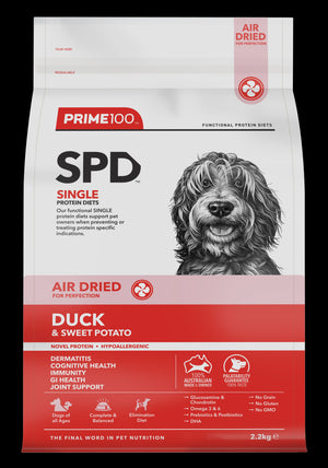 Prime 100 SPD Air Dried Duck and Sweet Potato Adult Dog Food 2.2kg