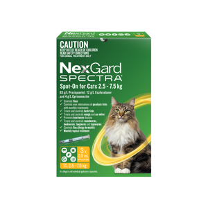 Nexgard Spectra For Cats Spot On 2.5-7.5kg Yellow 3pk