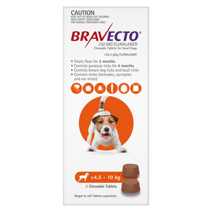 Bravecto Small Dog 4.5-10kg Orange 2pk