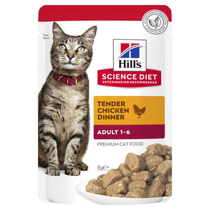 Hills Science Diet Cat Adult Tender Chicken Dinner 85g Single Pouch