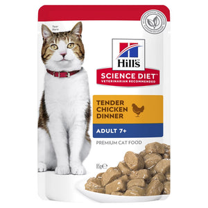 Hills Science Diet Cat Adult Senior 7+ Tender Chicken Dinner 85g Single Pouch