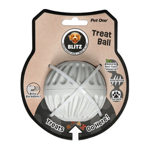Blitz Rubber Treat Ball Grey Dog Toy Medium