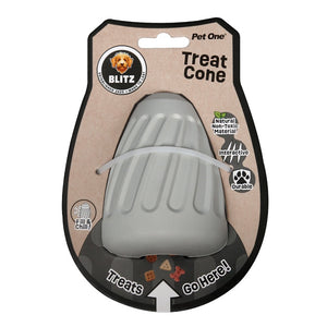 Blitz Rubber Treat Cone Grey Dog Toy Medium