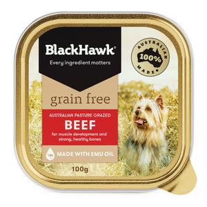 Black Hawk Dog Adult Grain Free Beef 100g Single Tray