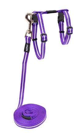 Rogz Alleycat Harness & Lead Set Purple Sml