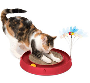 Catit Play 3 in 1 Circuit Ball Toy With Scratch Pad (Red)