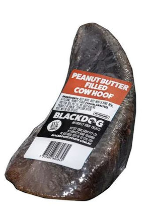 Black Dog Filled Cow Hoof Dog Treat - Peanut Butter