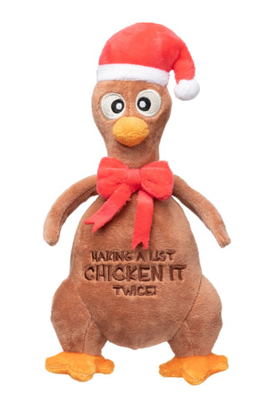 Xmas Fuzzyard Chicken It Twice Chook Dog Toy