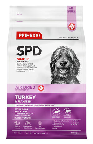 Prime100 SPD Air Dried Turkey and Flaxseed Adult Dog Food 2.2kg