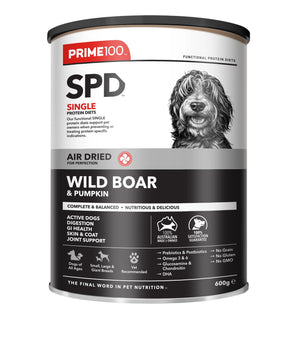 Prime100 SPD Air Dried Wild Boar and Pumpkin Adult Dog Food 600g