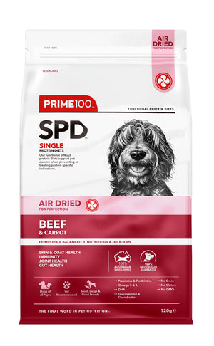 Prime 100 SPD Air Dried Beef and Carrot Adult Dog Food 120g