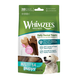Whimzee Puppy Veggie Dental Dog Treat Med/Lge Breed 14pk