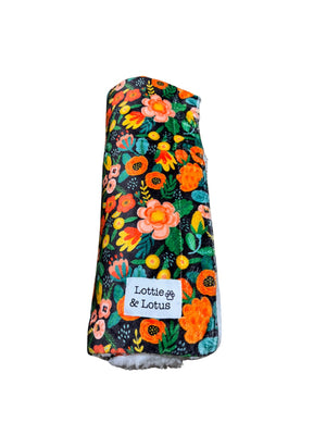 Lottie And Lotus Blanket Black Floral