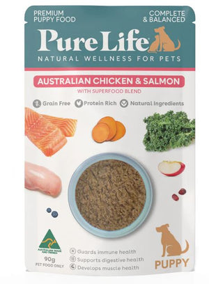 Pure Life Dog Puppy Australian Chicken and Salmon Sachet 90g Single