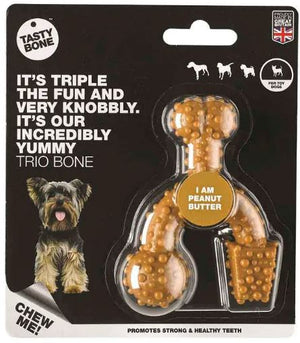 Tasty Bone Nylon Trio Bone Peanut Butter Toy