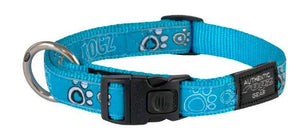 Rogz Dog Collar Turquoise Paws Xlge