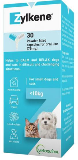 Zylkene Capsules 75mg For Small Dogs and Cats Under 10kg 30pk