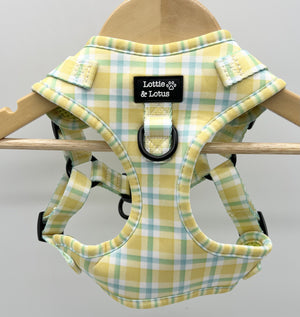 Lottie And Lotus Harness Step In Yellow Gingham Med