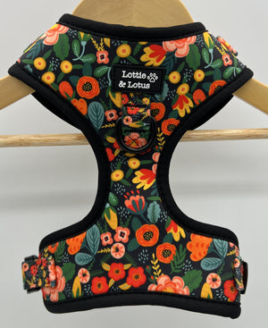 Lottie And Lotus Harness Black Floral Xsml