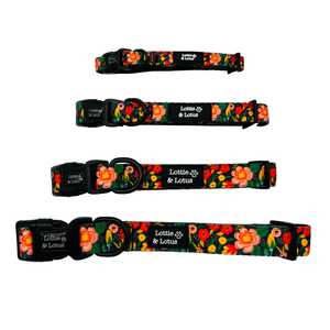 Lottie And Lotus Dog Collar Black Floral Sml
